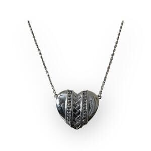 Judith Ripka Rhodium Plated Sterling Silver Heart Pendant Necklace